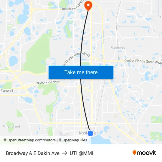Broadway & E Dakin Ave to UTI @MMI map
