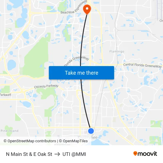 N Main St & E Oak St to UTI @MMI map