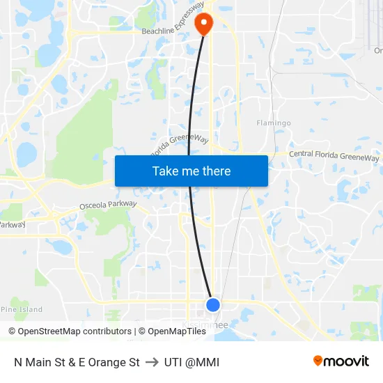 N Main St & E Orange St to UTI @MMI map