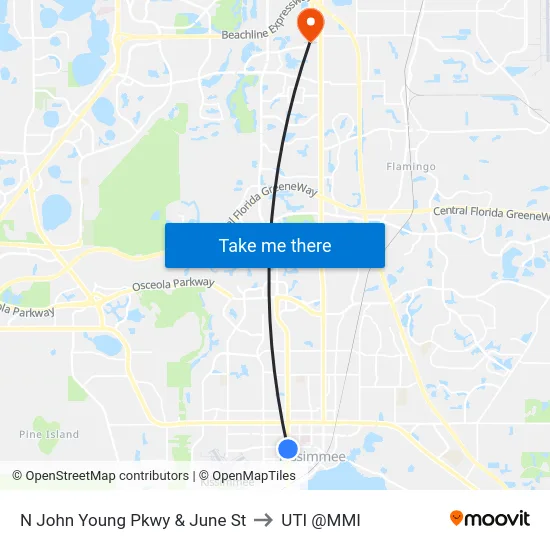 N John Young Pkwy & June St to UTI @MMI map