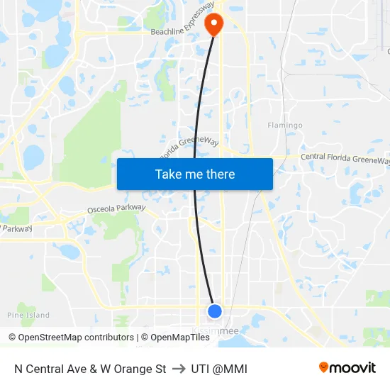 N Central Ave & W Orange St to UTI @MMI map