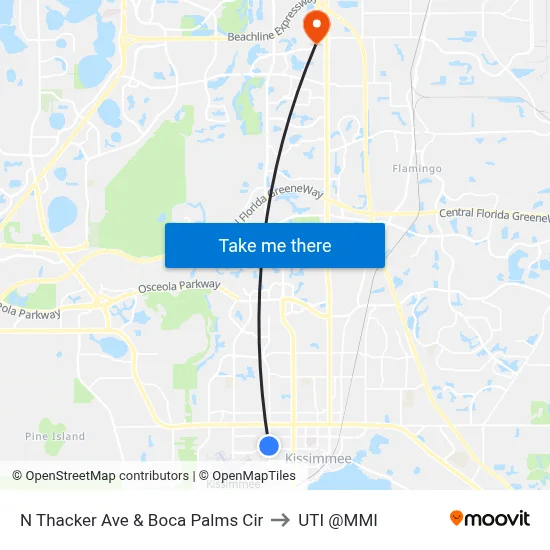 N Thacker Ave & Boca Palms Cir to UTI @MMI map