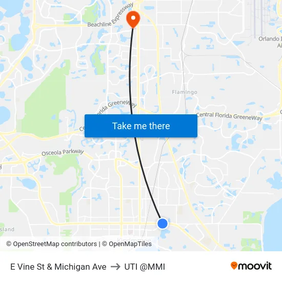E Vine St & Michigan Ave to UTI @MMI map