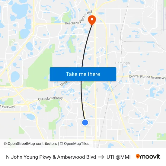 N John Young Pkwy & Amberwood Blvd to UTI @MMI map
