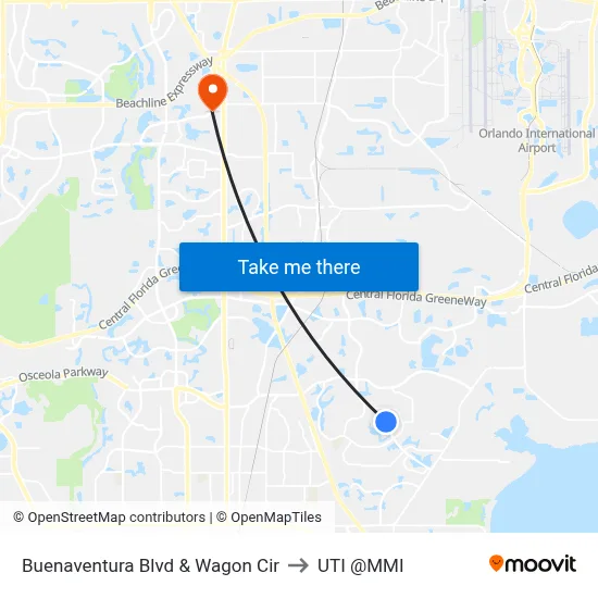 Buenaventura Blvd & Wagon Cir to UTI @MMI map