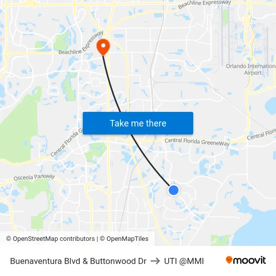 Buenaventura Blvd & Buttonwood Dr to UTI @MMI map