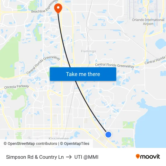 Simpson Rd & Country Ln to UTI @MMI map