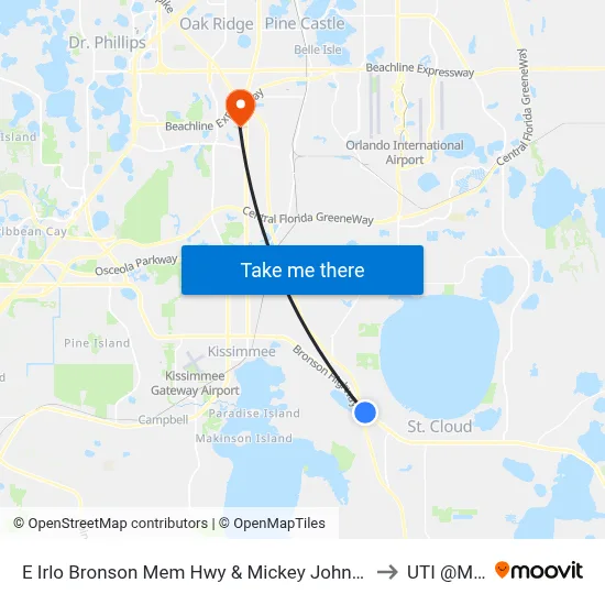 E Irlo Bronson Mem Hwy & Mickey Johnson Ct to UTI @MMI map