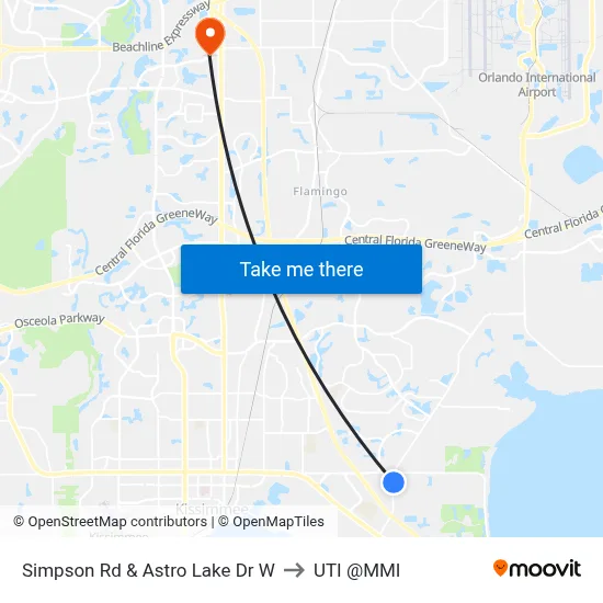 Simpson Rd & Astro Lake Dr W to UTI @MMI map