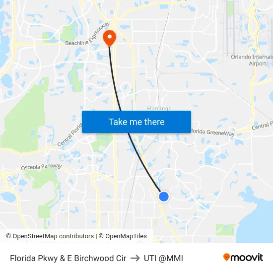 Florida Pkwy & E Birchwood Cir to UTI @MMI map