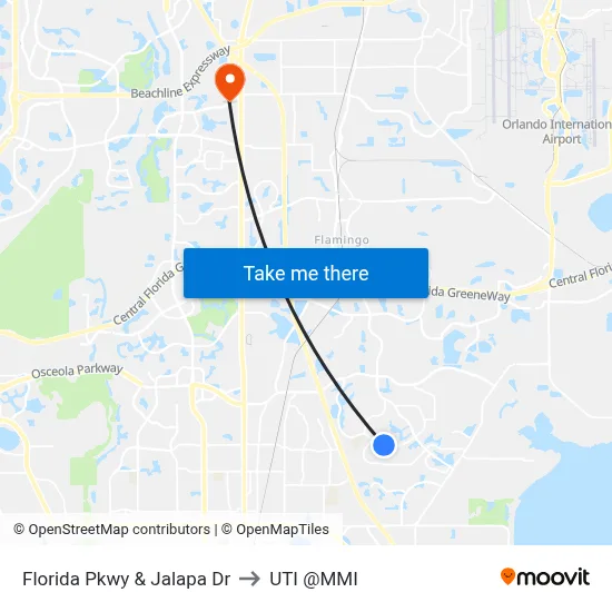 Florida Pkwy & Jalapa Dr to UTI @MMI map