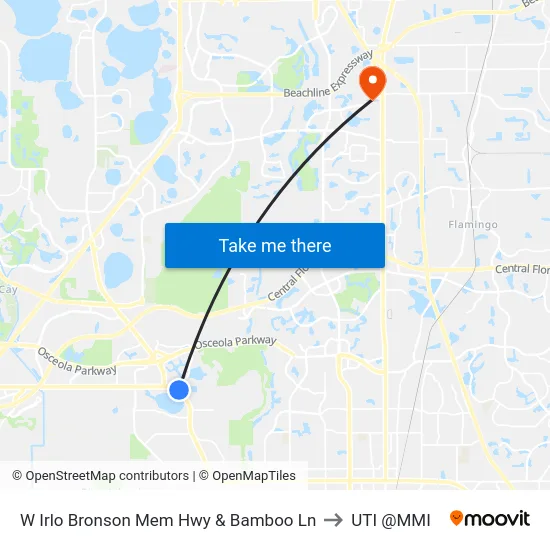 W Irlo Bronson Mem Hwy & Bamboo Ln to UTI @MMI map