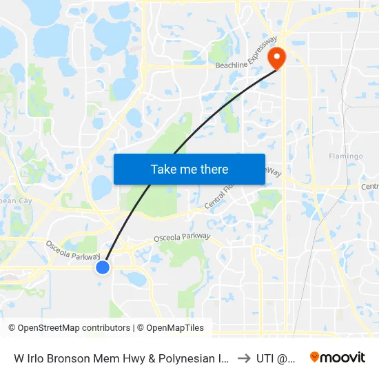 W Irlo Bronson Mem Hwy & Polynesian Isle Blvd to UTI @MMI map