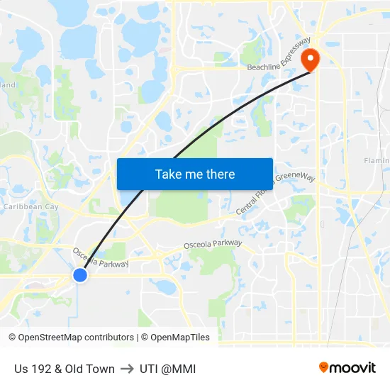 Us 192 & Old Town to UTI @MMI map