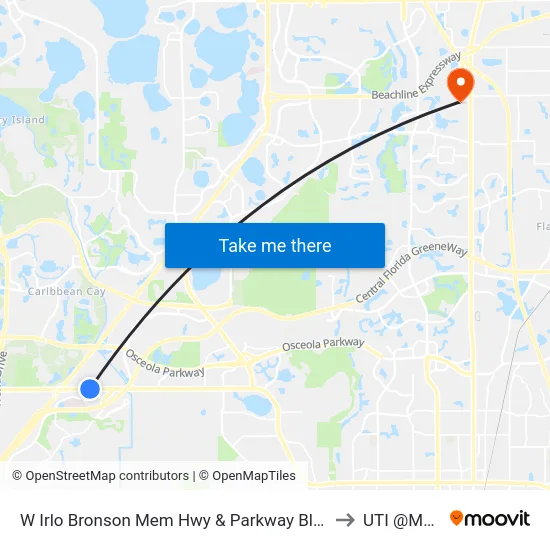 W Irlo Bronson Mem Hwy & Parkway Blvd to UTI @MMI map