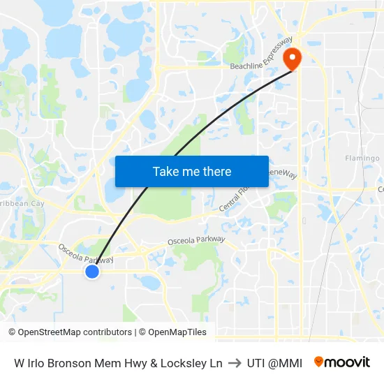 W Irlo Bronson Mem Hwy & Locksley Ln to UTI @MMI map