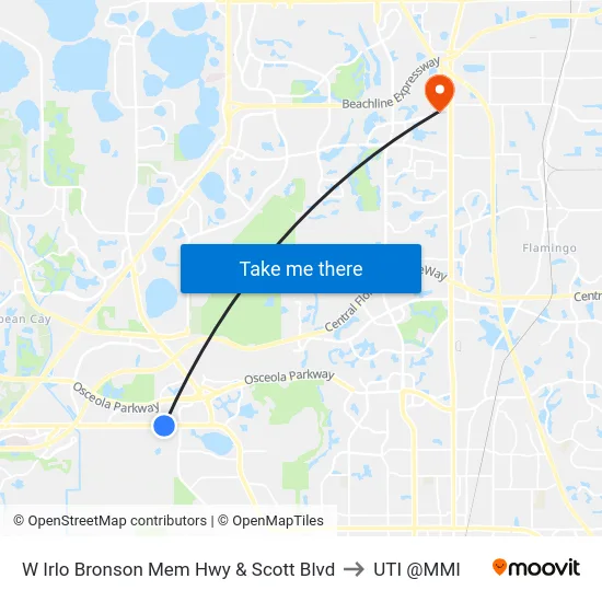 W Irlo Bronson Mem Hwy & Scott Blvd to UTI @MMI map