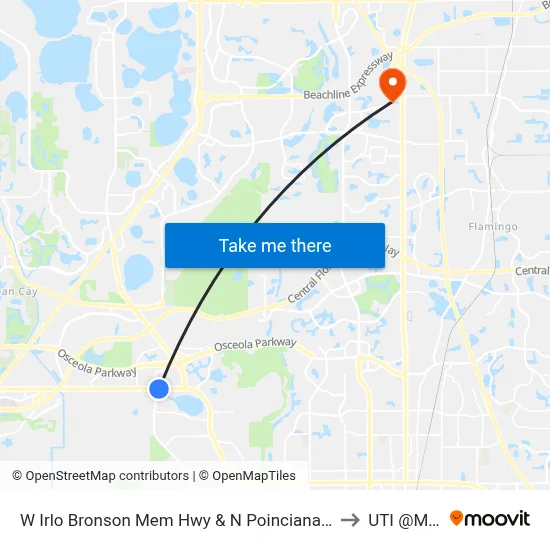 W Irlo Bronson Mem Hwy & N Poinciana Blvd to UTI @MMI map