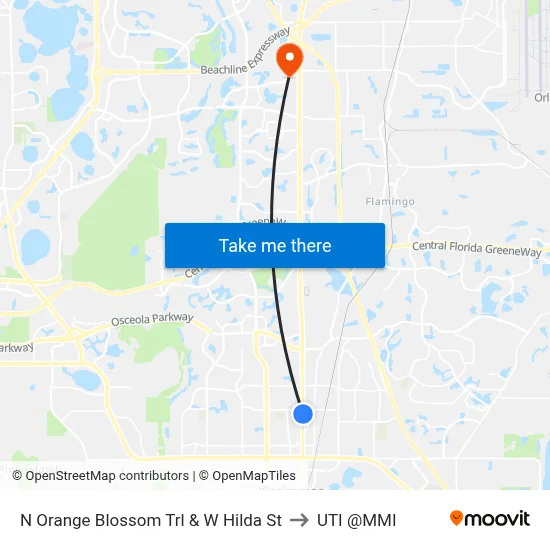 N Orange Blossom Trl & W Hilda St to UTI @MMI map