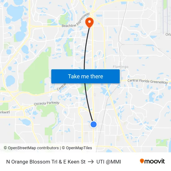 N Orange Blossom Trl & E Keen St to UTI @MMI map