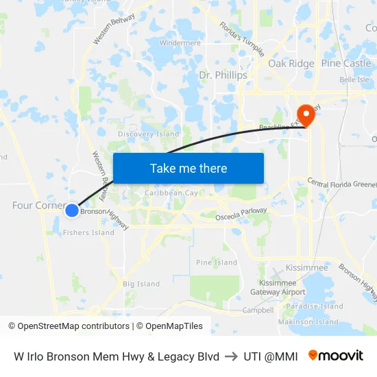 W Irlo Bronson Mem Hwy & Legacy Blvd to UTI @MMI map