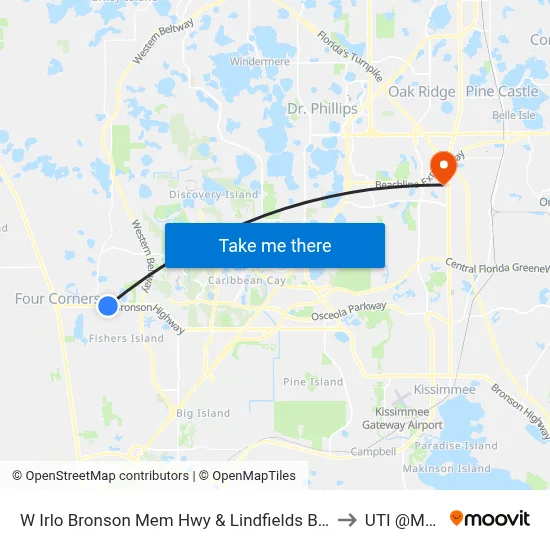 W Irlo Bronson Mem Hwy & Lindfields Blvd to UTI @MMI map