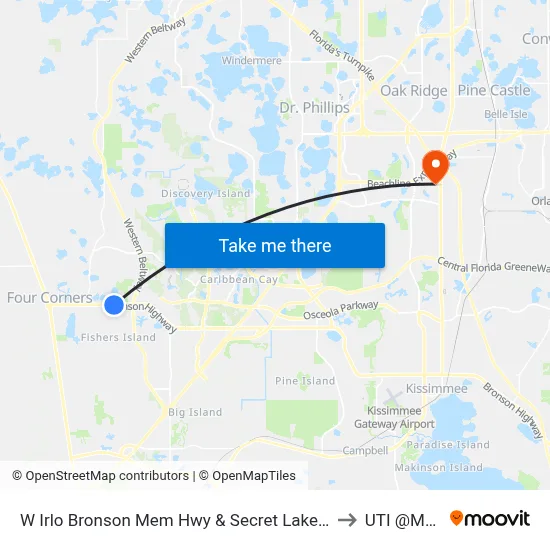 W Irlo Bronson Mem Hwy & Secret Lake Dr to UTI @MMI map
