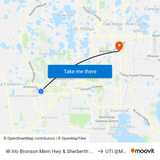 W Irlo Bronson Mem Hwy & Sherberth Rd to UTI @MMI map
