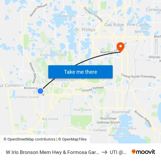 W Irlo Bronson Mem Hwy & Formosa Gardens Blvd to UTI @MMI map