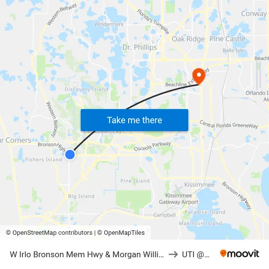 W Irlo Bronson Mem Hwy & Morgan Williams Rd to UTI @MMI map