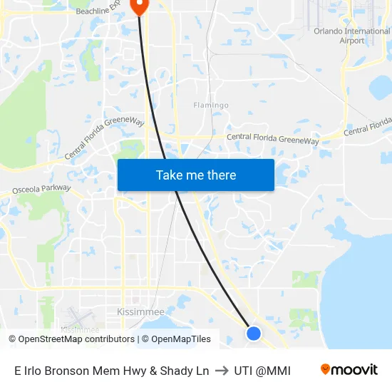E Irlo Bronson Mem Hwy & Shady Ln to UTI @MMI map