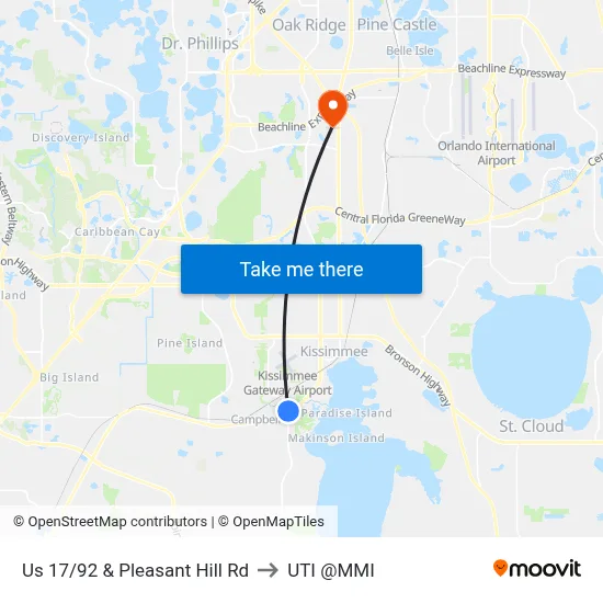 Us 17/92 & Pleasant Hill Rd to UTI @MMI map