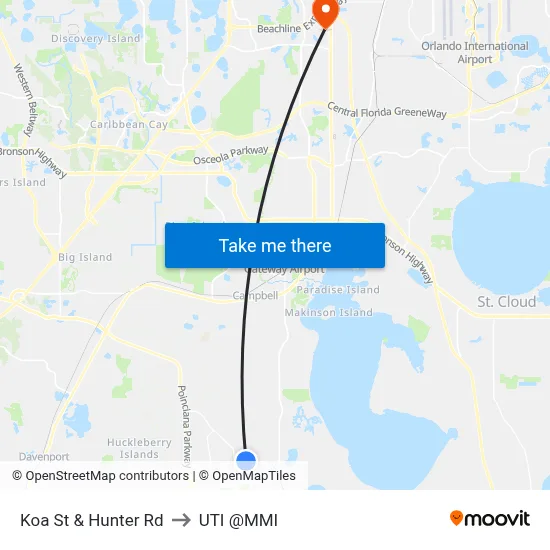Koa St & Hunter Rd to UTI @MMI map