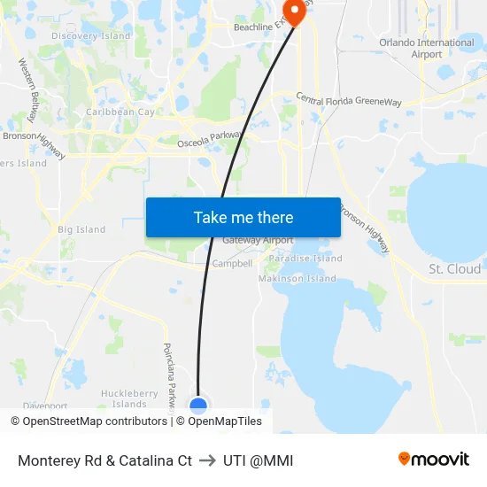 Monterey Rd & Catalina Ct to UTI @MMI map