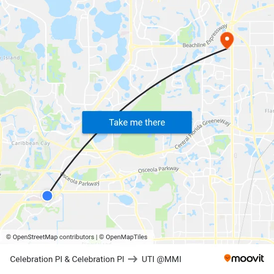 Celebration Pl & Celebration Pl to UTI @MMI map