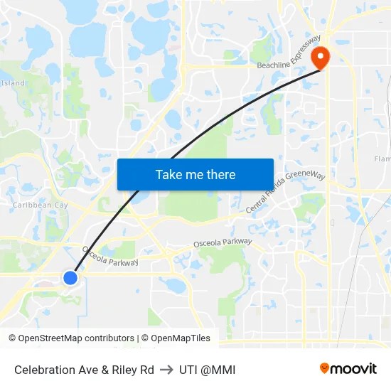 Celebration Ave & Riley Rd to UTI @MMI map