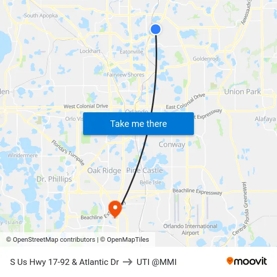 S Us Hwy 17-92 & Atlantic Dr to UTI @MMI map