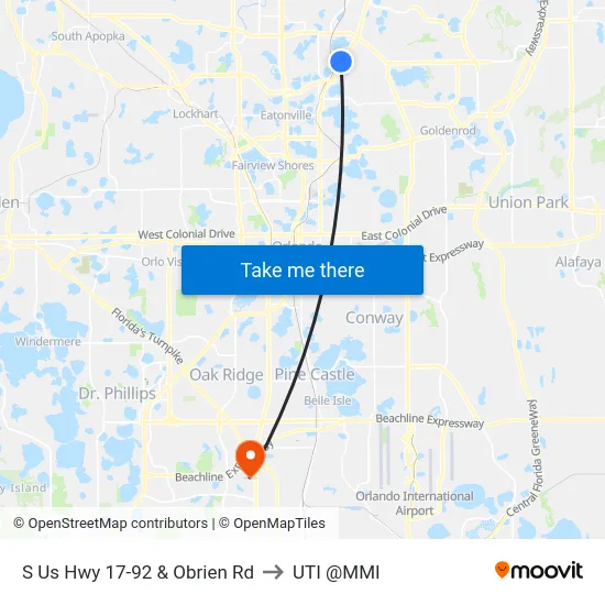 S Us Hwy 17-92 & Obrien Rd to UTI @MMI map