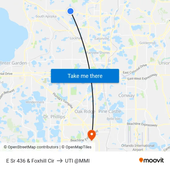 E Sr 436 & Foxhill Cir to UTI @MMI map