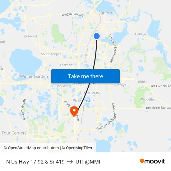 N Us Hwy 17-92 & Sr 419 to UTI @MMI map