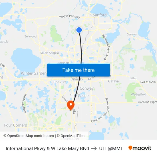 International Pkwy & W Lake Mary Blvd to UTI @MMI map