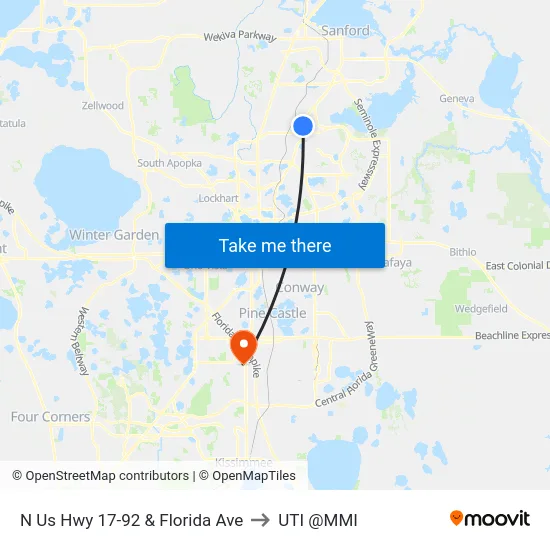 N Us Hwy 17-92 & Florida Ave to UTI @MMI map