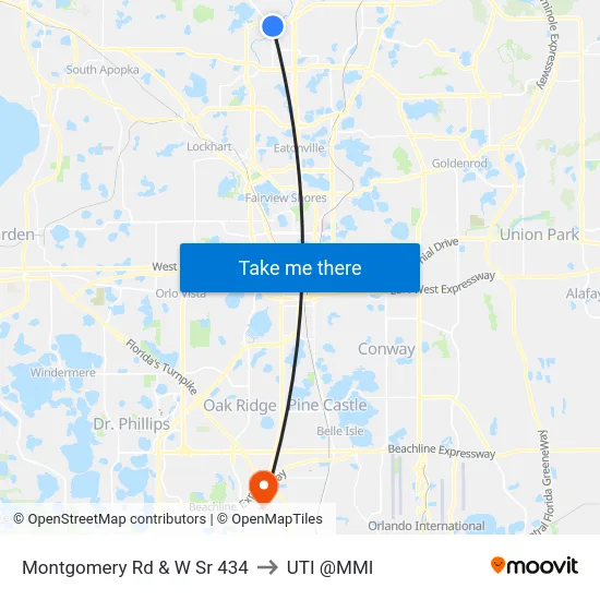 Montgomery Rd & W Sr 434 to UTI @MMI map