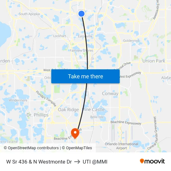 W Sr 436 & N Westmonte Dr to UTI @MMI map