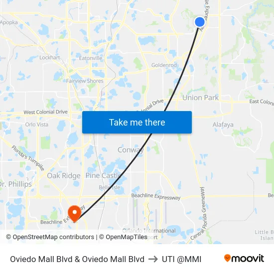 Oviedo Mall Blvd & Oviedo Mall Blvd to UTI @MMI map