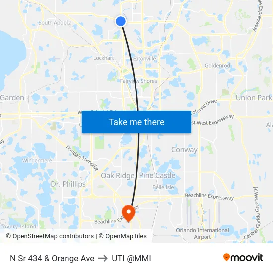 N Sr 434 & Orange Ave to UTI @MMI map