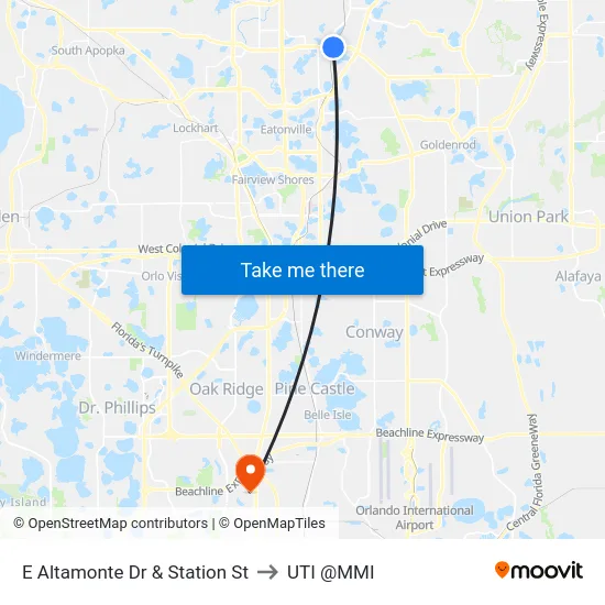 E Altamonte Dr & Station St to UTI @MMI map