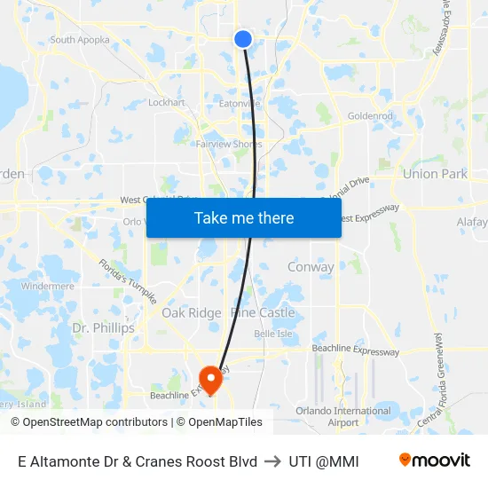 E Altamonte Dr & Cranes Roost Blvd to UTI @MMI map