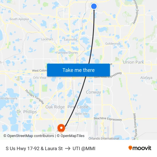 S Us Hwy 17-92 & Laura St to UTI @MMI map