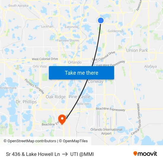 Sr 436 & Lake Howell Ln to UTI @MMI map